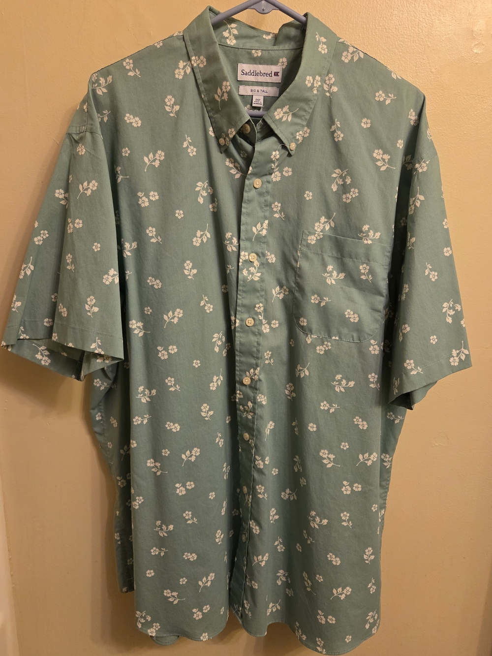 Saddlebred Preppy Floral Shirt Sleeve Button Down Shirt 2XLT Casual Grandpa Core